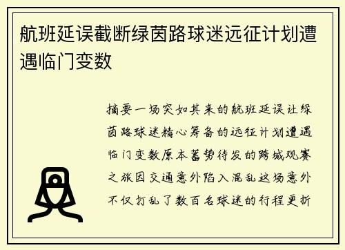 航班延误截断绿茵路球迷远征计划遭遇临门变数